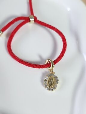 Red Mother Mary Adjustable Bracelet